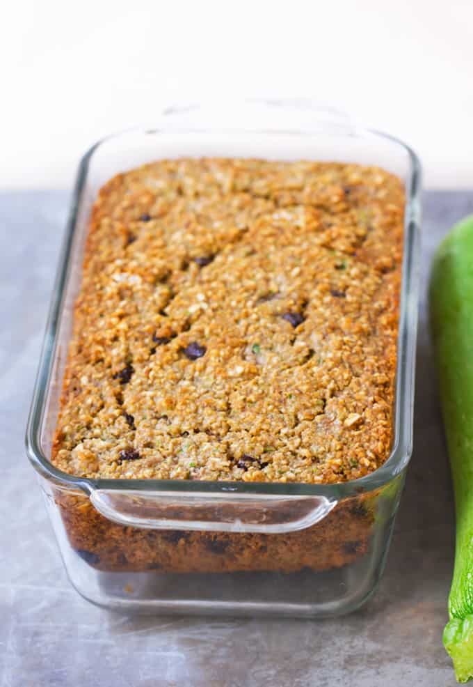 zucchini bread recipe in glass platter