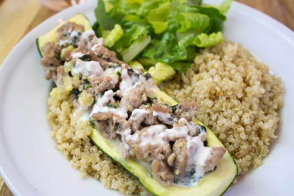 Boursin Turkey Stuffed Zucchini Boats | mamaknowsnutrition.com