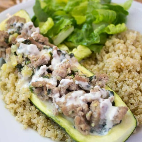 Boursin Turkey Stuffed Zucchini Boats