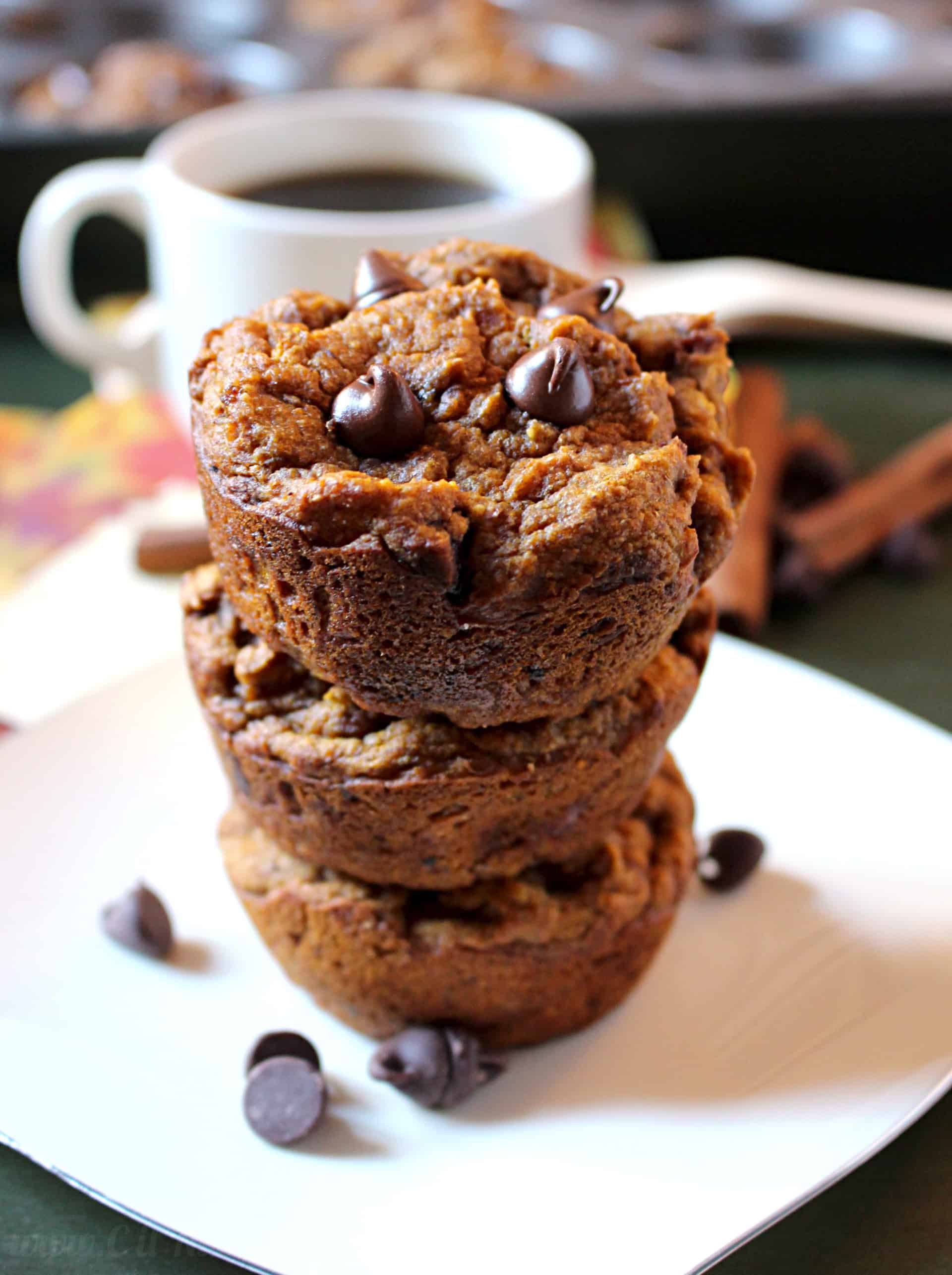 chocolate chip pumpkin muffins with dates