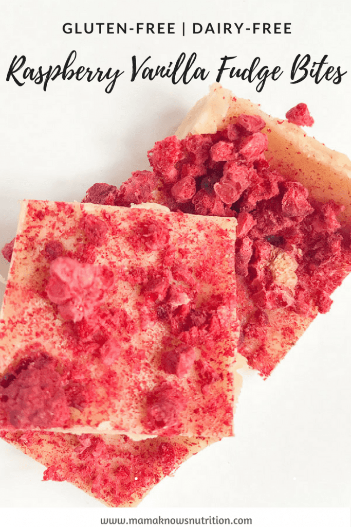 Raspberry Vanilla Fudge Bites | mamaknowsnutrition.com