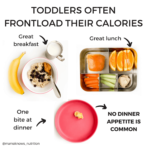 why toddlers front load calories