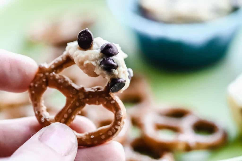 cookie dough dip with pretzels