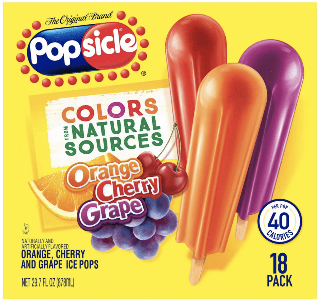 popsicle orange cherry grape boxed popsicles 