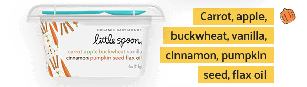 organic babyblends little spoon carrot apple buckwheat vanilla cinnamon pumpkin seed flax oil