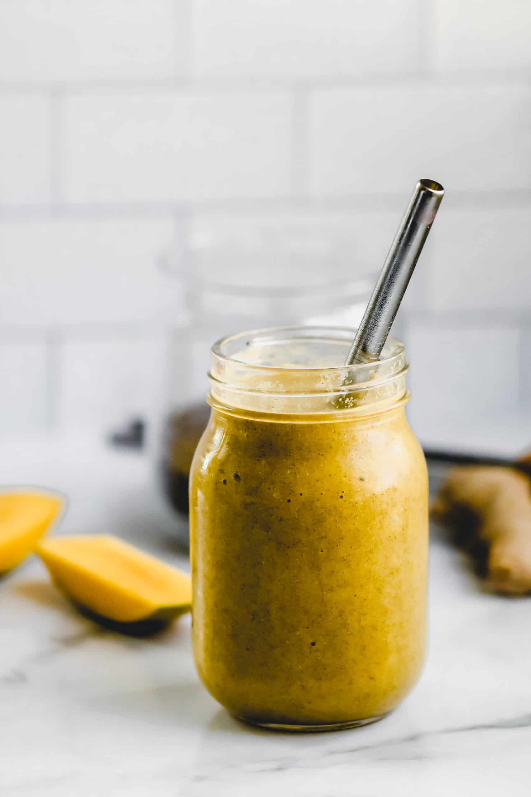 jar of mango smoothie