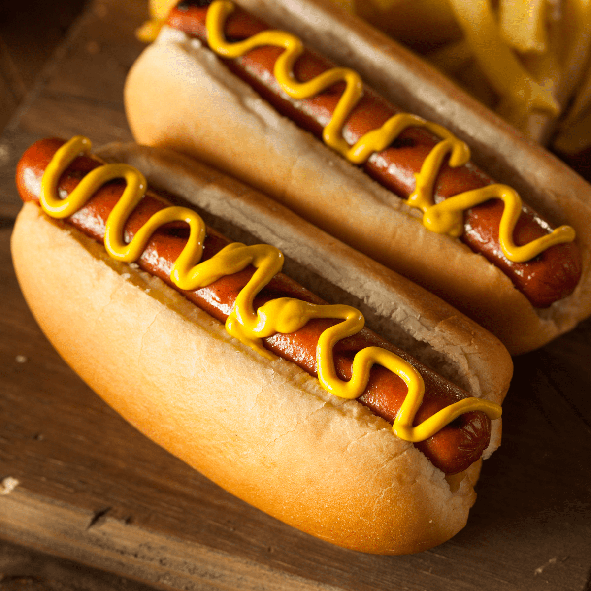 hot dogs with mustard 