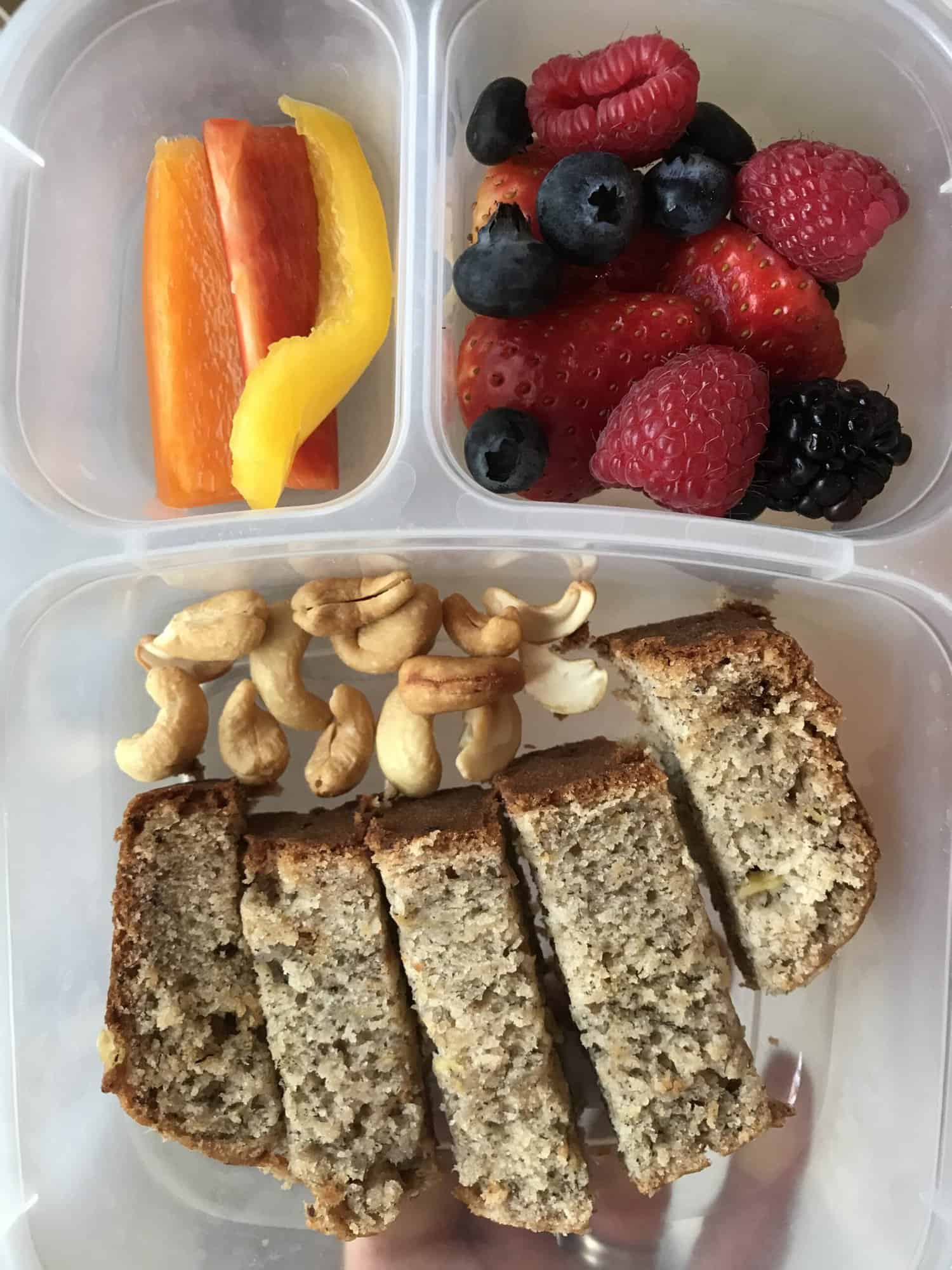 packed toddler lunch banana bread