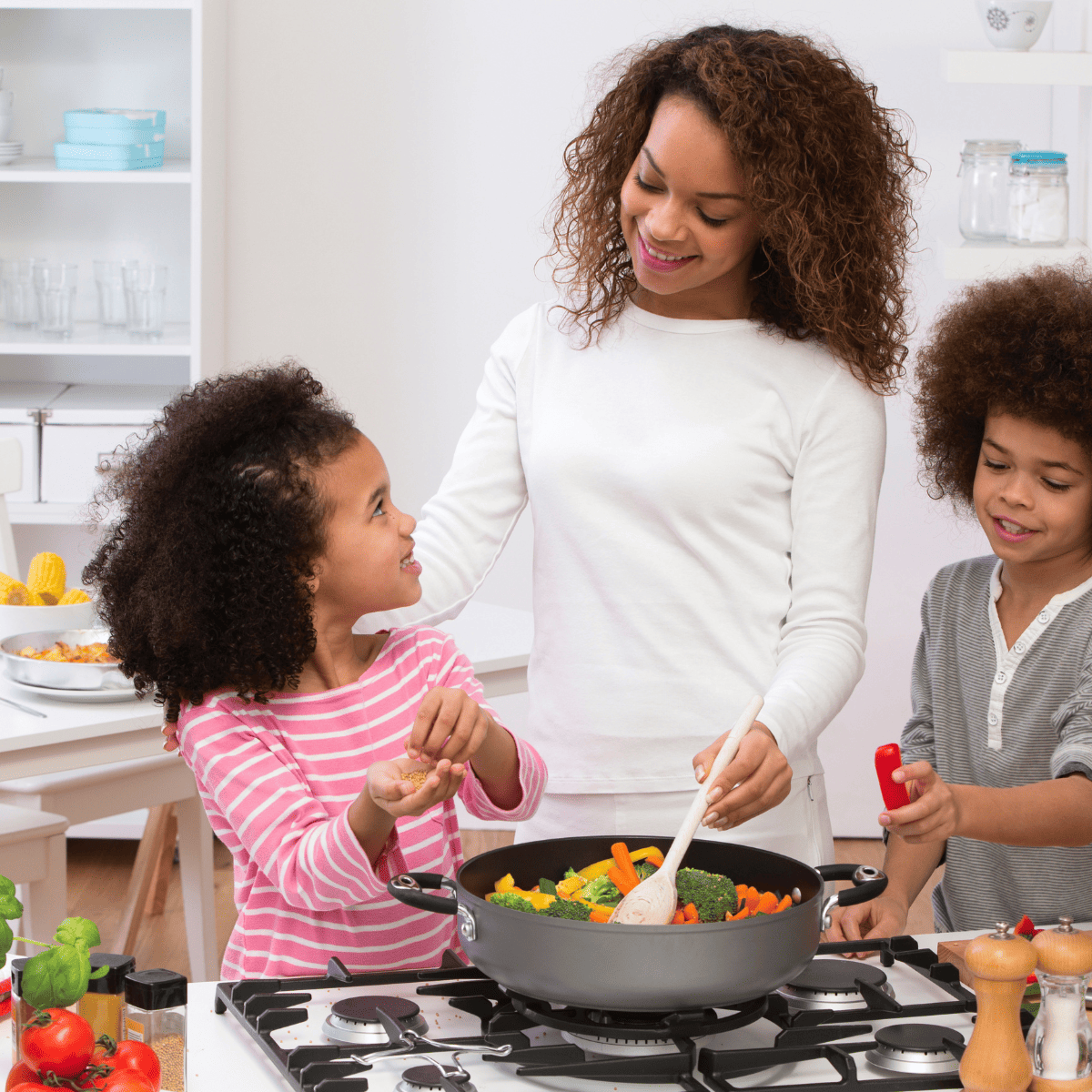 kids helping in the kitchen