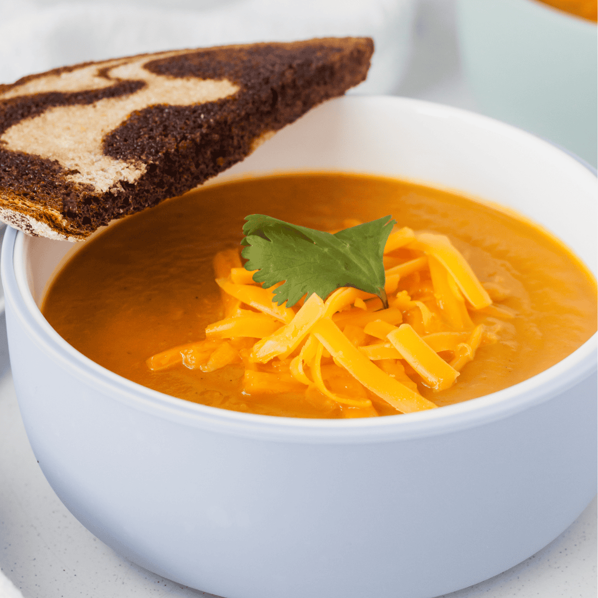 close up of creamy pumpkin soup