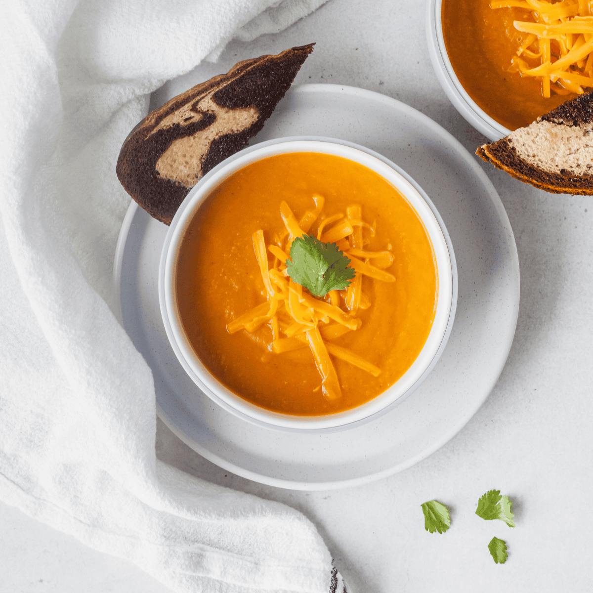 birds eye view of creamy pumpkin soup