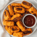 birds eye view of plated sweet potato tater tots
