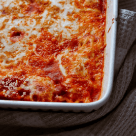 zoomed in shot of kid-approved spaghetti casserole