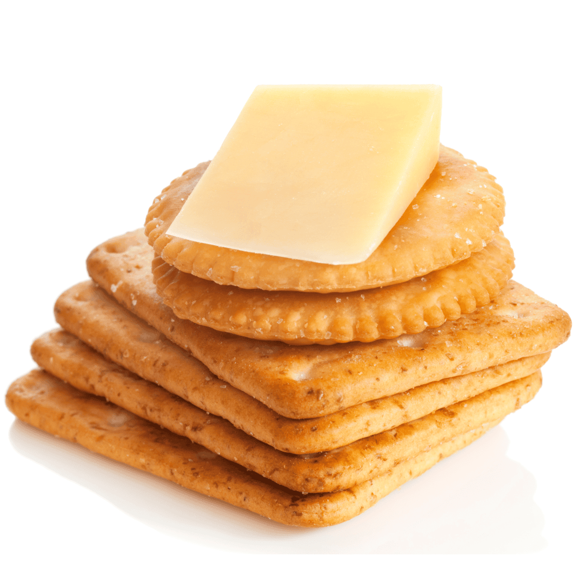 stack of crackers with cheese slice