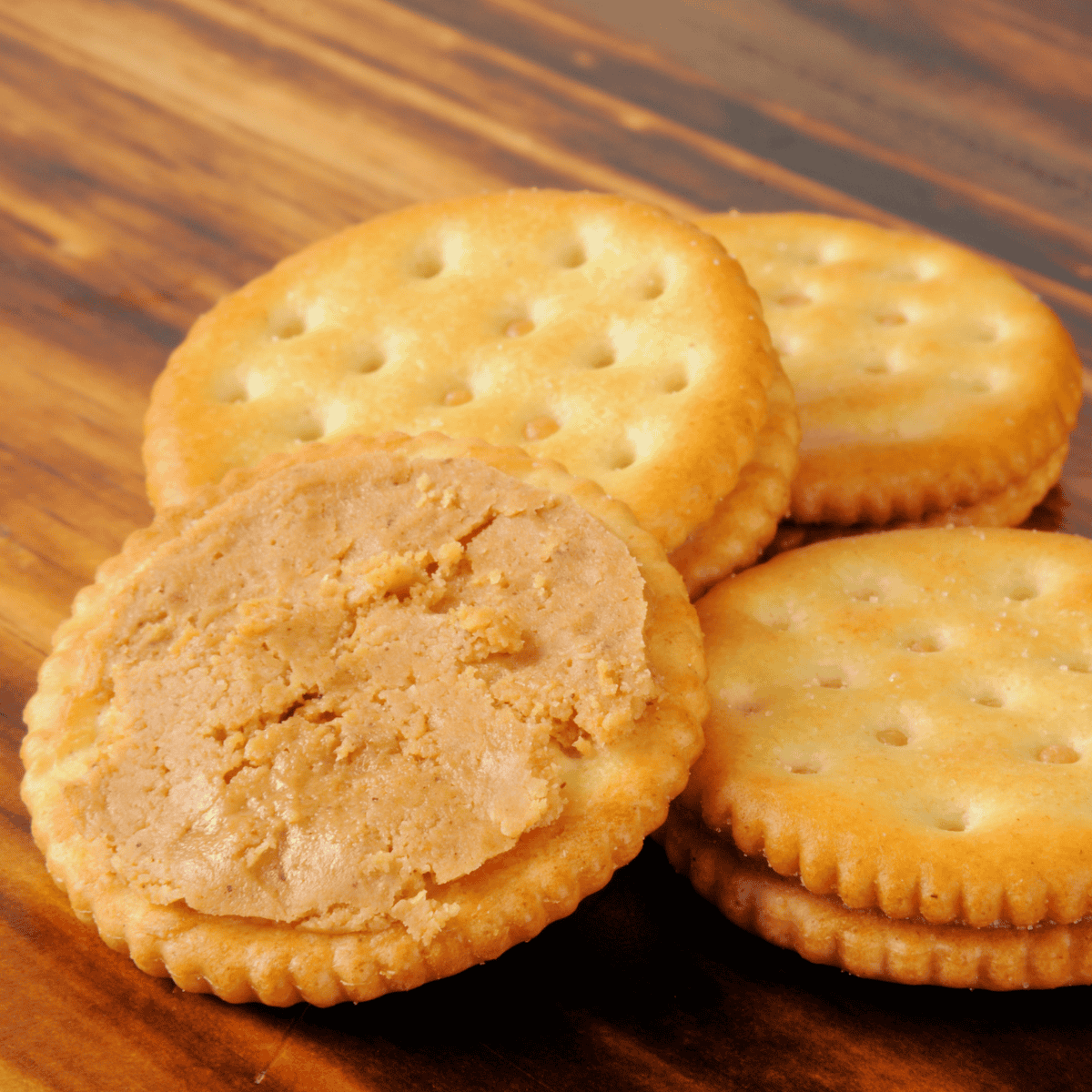 crackers with peanut butter spread