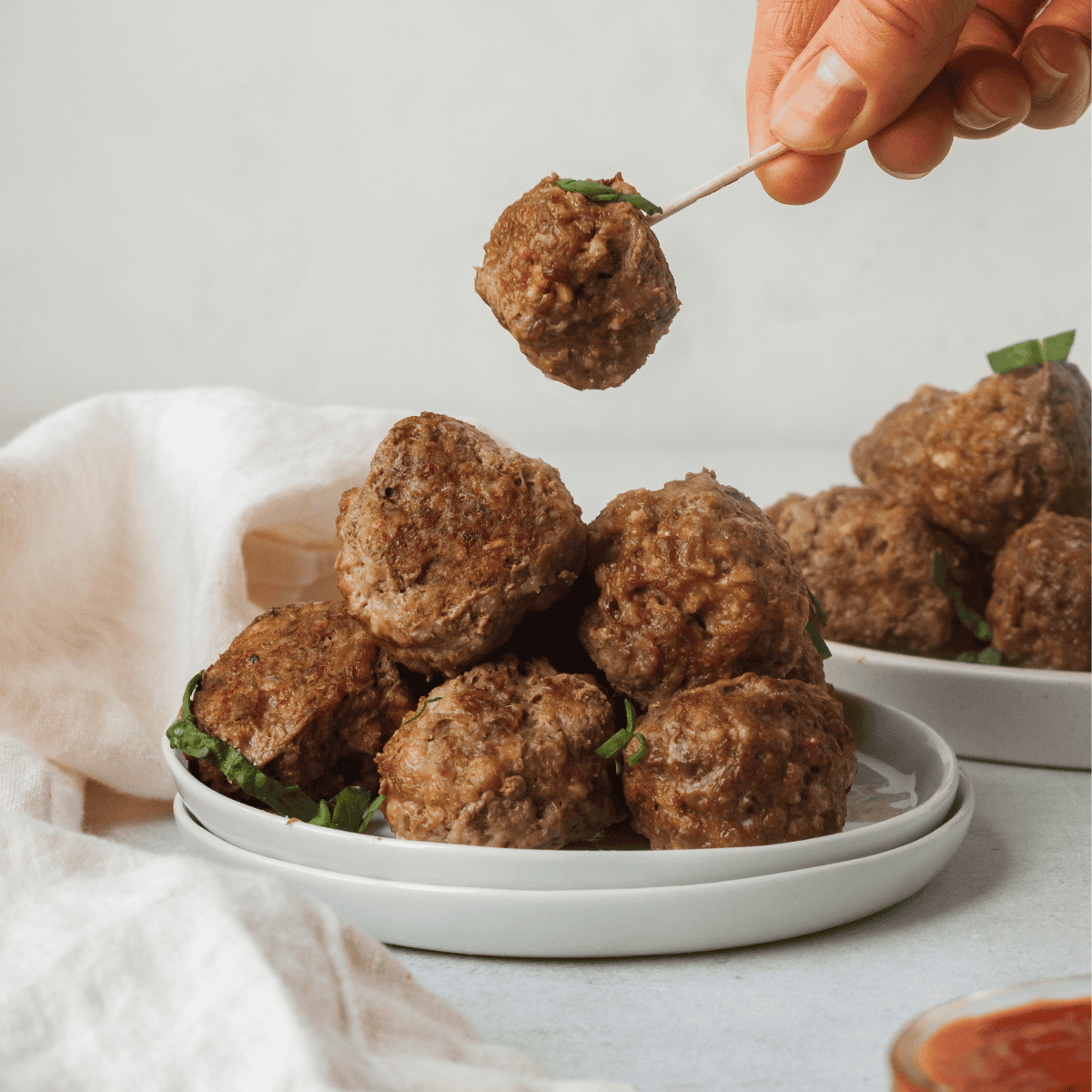 mini meatball on a toothpick