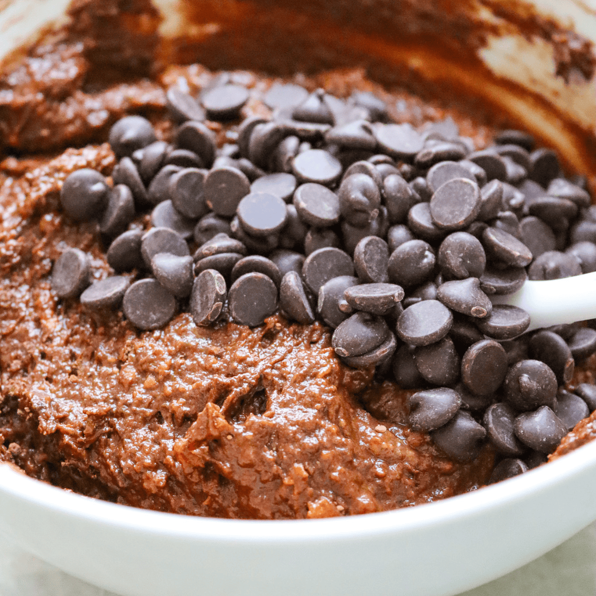 finished batter of sweet potato brownies in a bowl