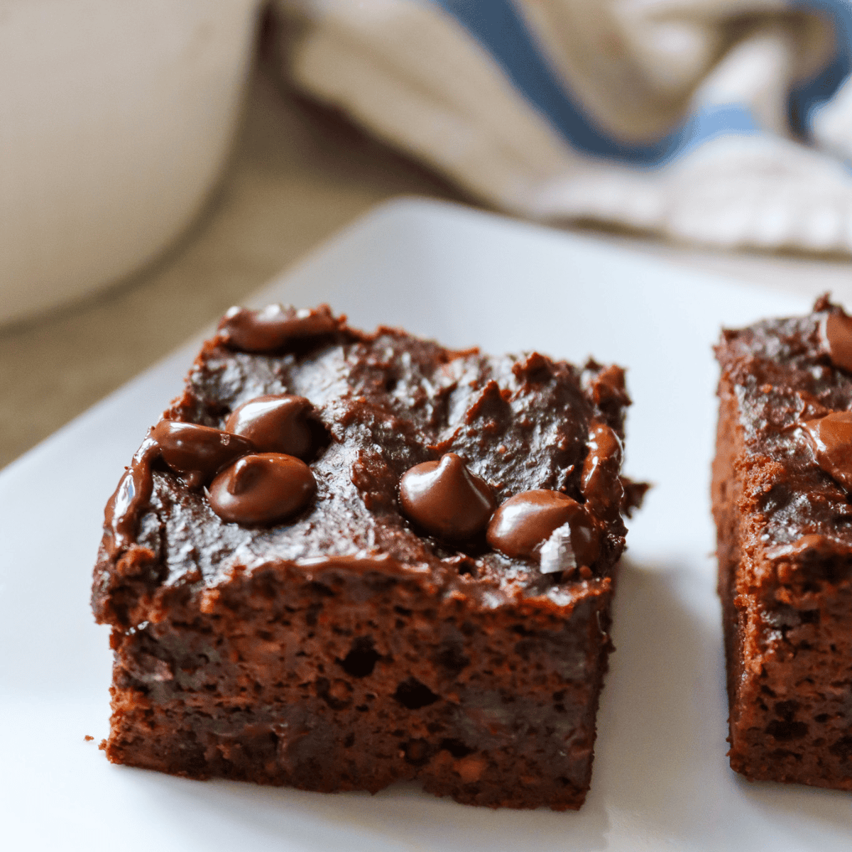 close up of plated sweet potato brownie