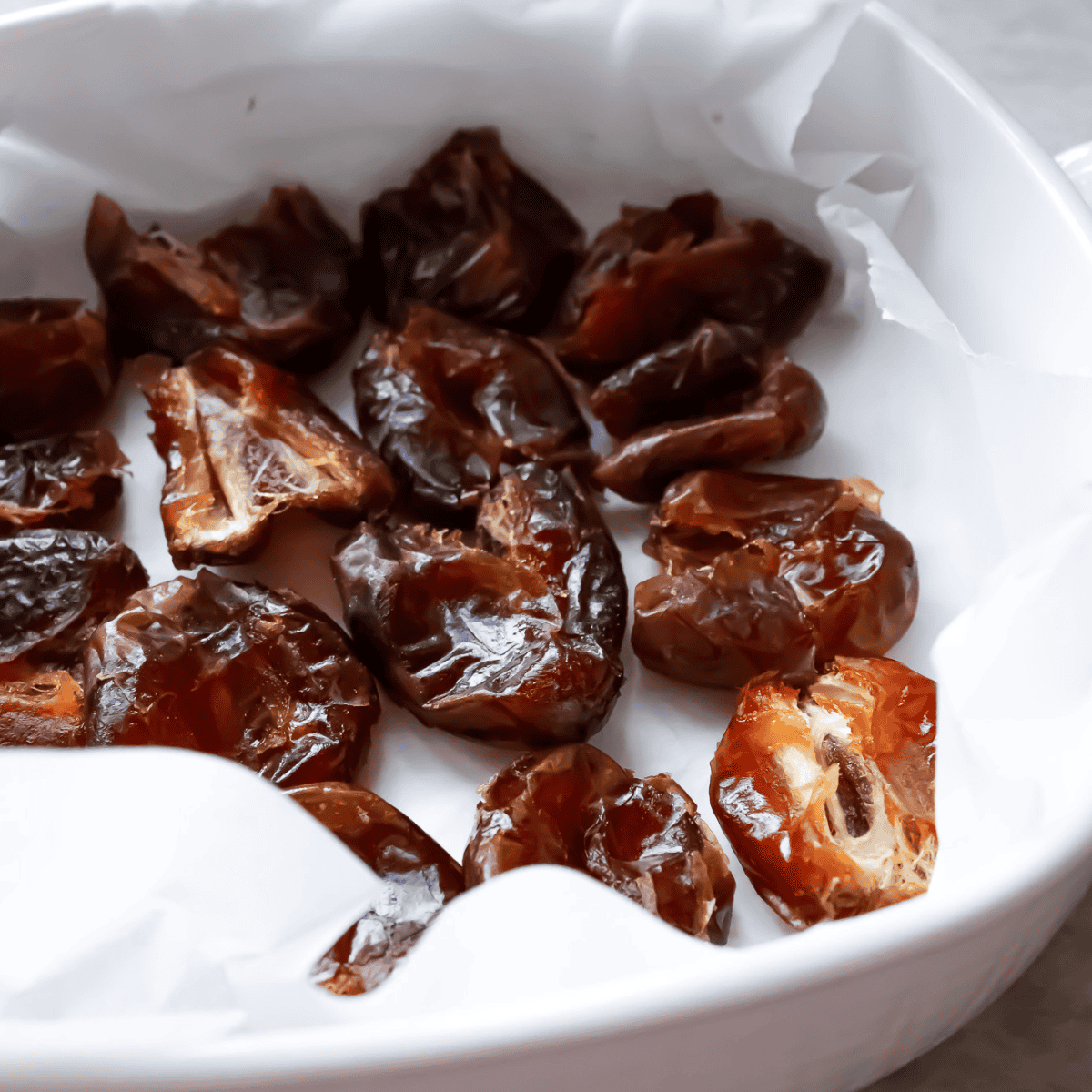 dates pressed down in the pan