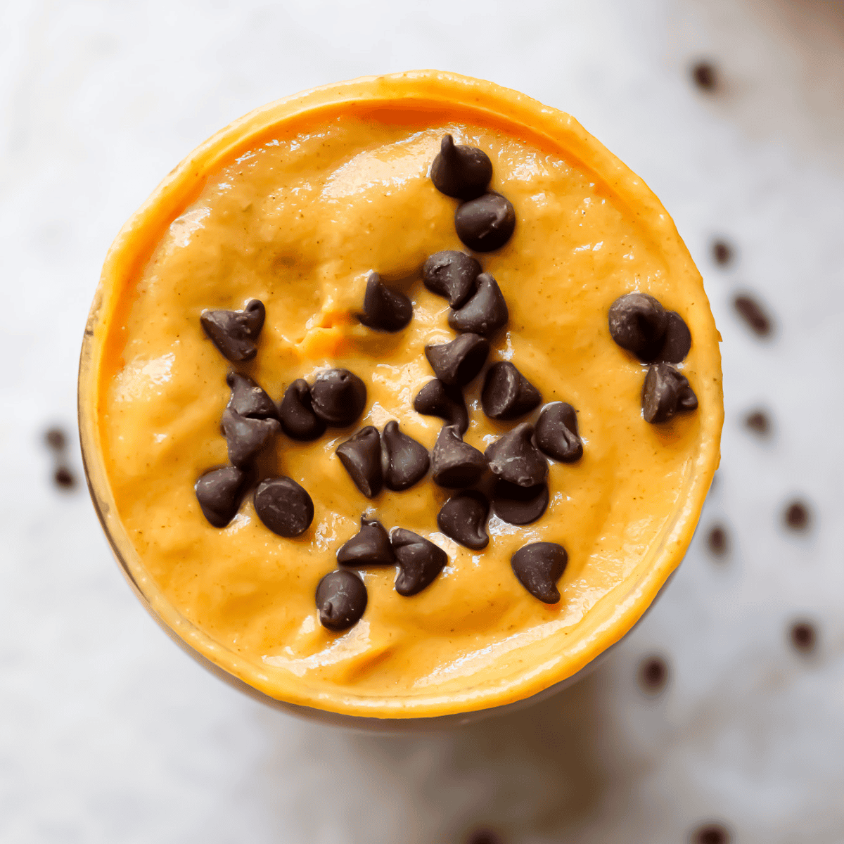 birds eye view shot of pumpkin pie smoothie
